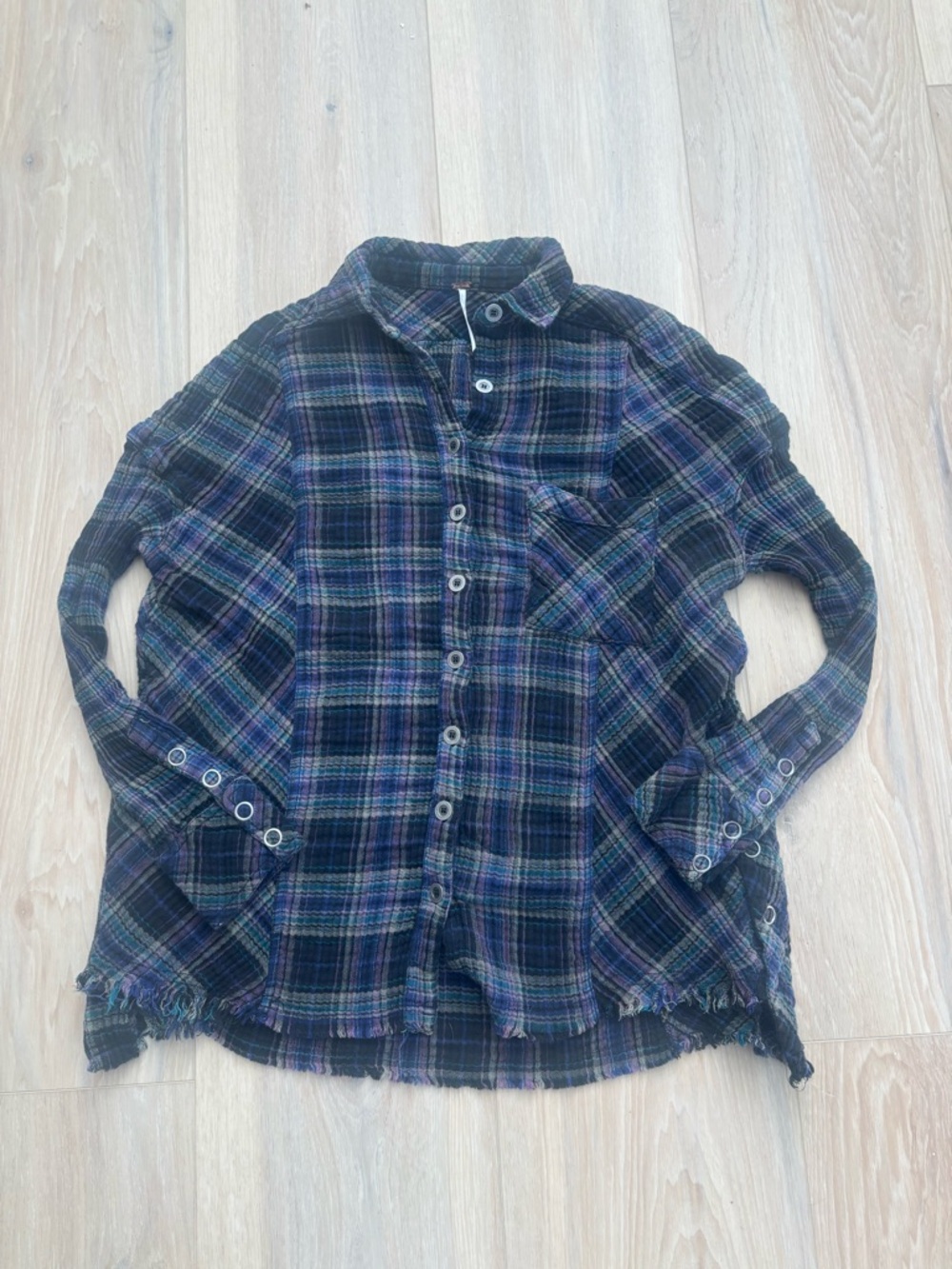 Free People “Juniper Ridge” plaid button-down